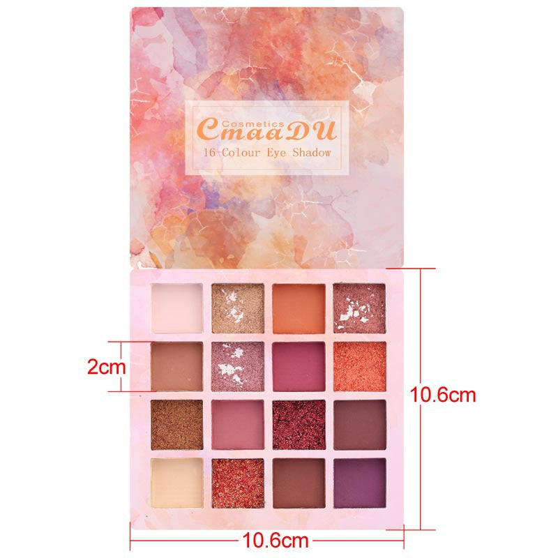 16 Shades of Shiny Eyeshadow Makeup Matte and Metallic Waterproof Glitter