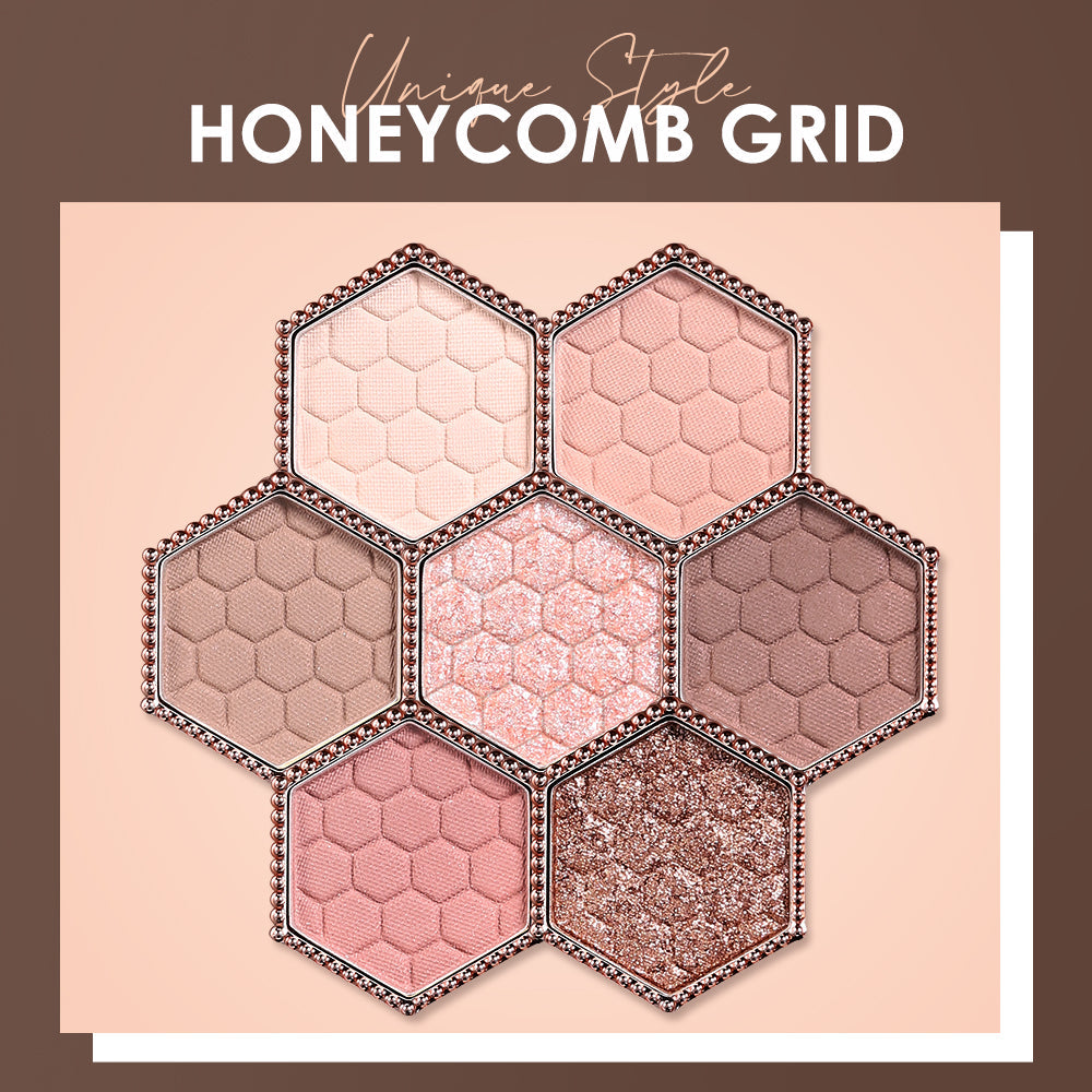 Honeycomb Hexagonal Eyeshadow Palette with Natural Highlight and Twelve Vibrant Shades