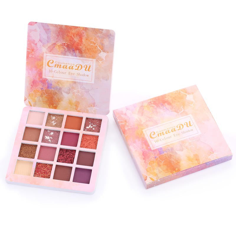 16 Shades of Shiny Eyeshadow Makeup Matte and Metallic Waterproof Glitter