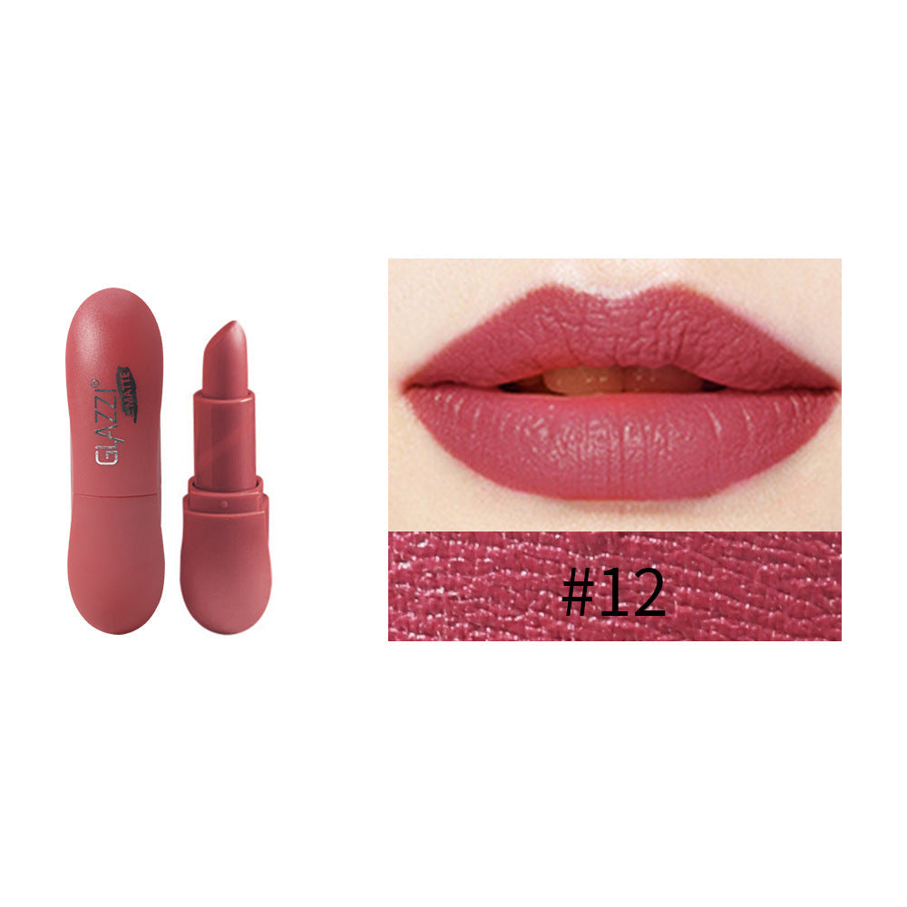 12 Color Rhombic Matte Lipstick Non Fade Non Stick Cup Formula