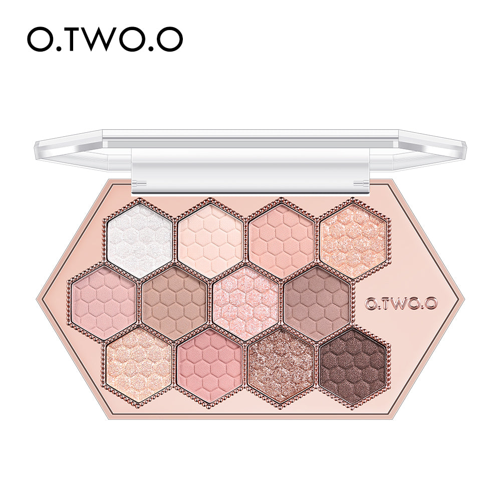Honeycomb Hexagonal Eyeshadow Palette with Natural Highlight and Twelve Vibrant Shades
