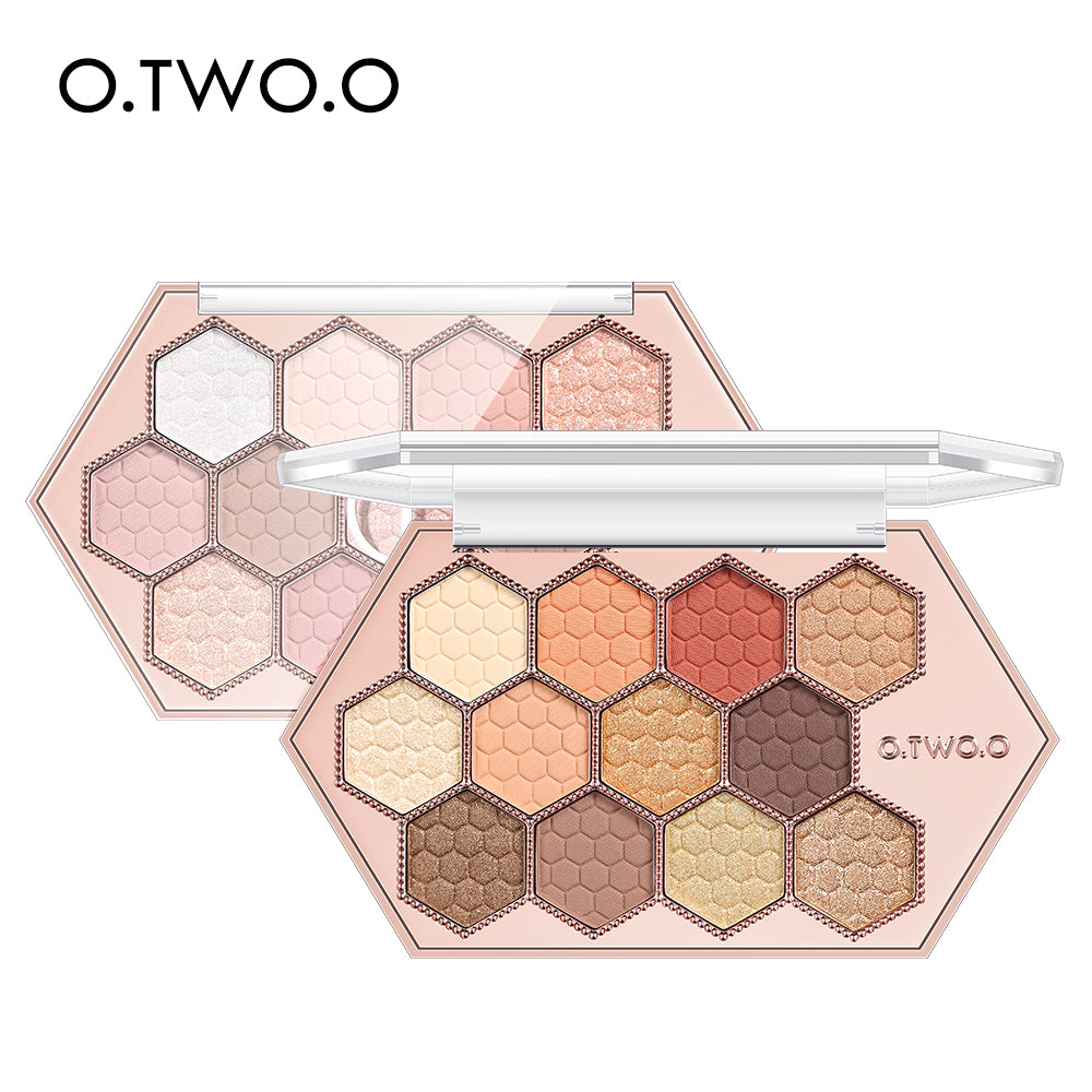 Honeycomb Hexagonal Eyeshadow Palette with Natural Highlight and Twelve Vibrant Shades