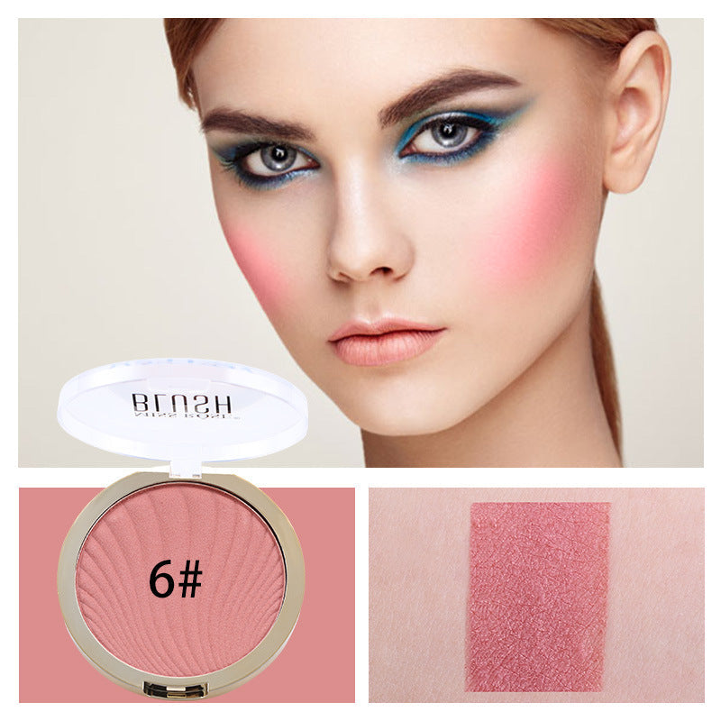 Six Color Matte Highlighter Blush Palette for Brightened Nude Makeup Looks