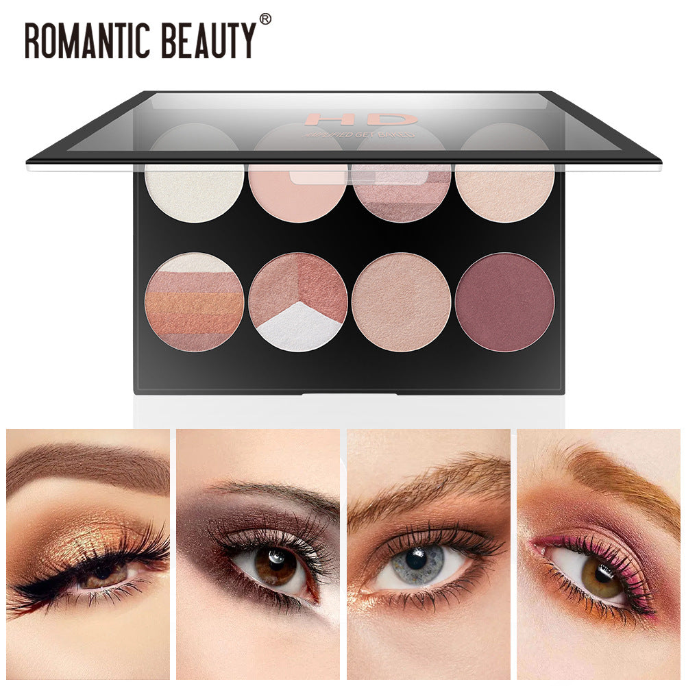 Romantic Beauty Eight Color Eyeshadow Palette Pearl Matte Easy Application Makeup