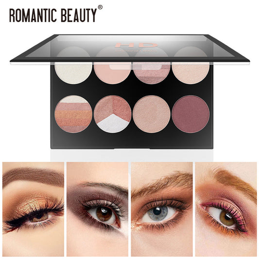 Romantic Beauty Eight Color Eyeshadow Palette Pearl Matte Easy Application Makeup