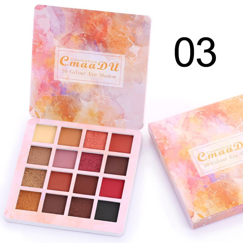 16 Shades of Shiny Eyeshadow Makeup Matte and Metallic Waterproof Glitter