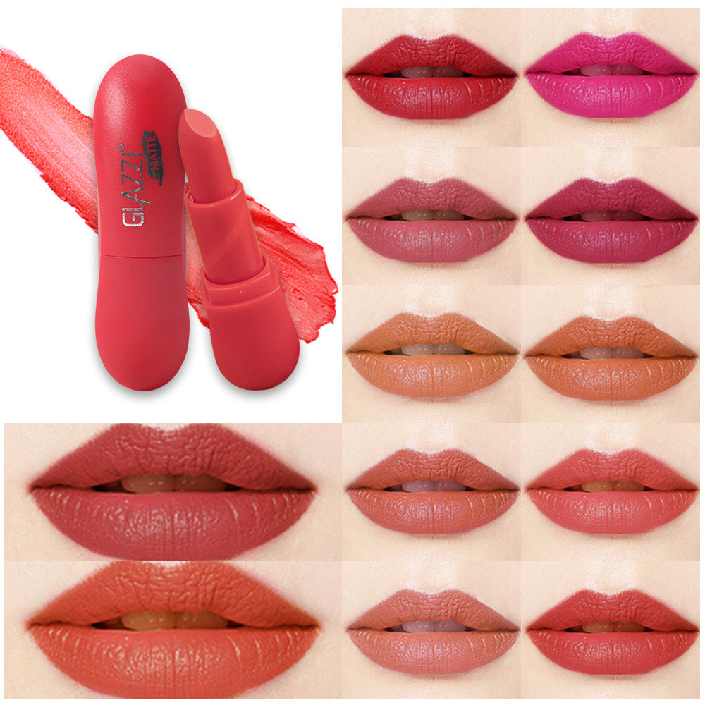 12 Color Rhombic Matte Lipstick Non Fade Non Stick Cup Formula