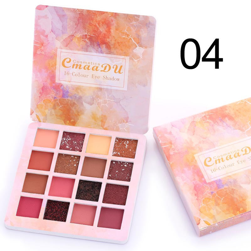 16 Shades of Shiny Eyeshadow Makeup Matte and Metallic Waterproof Glitter