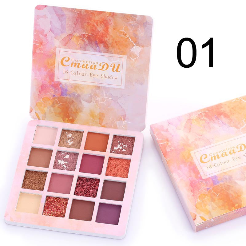 16 Shades of Shiny Eyeshadow Makeup Matte and Metallic Waterproof Glitter