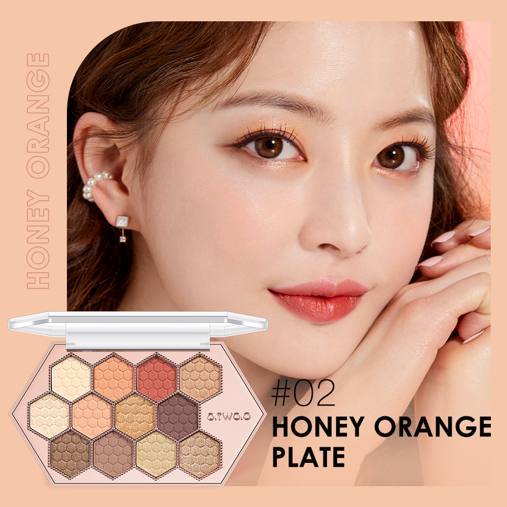 Honeycomb Hexagonal Eyeshadow Palette with Natural Highlight and Twelve Vibrant Shades