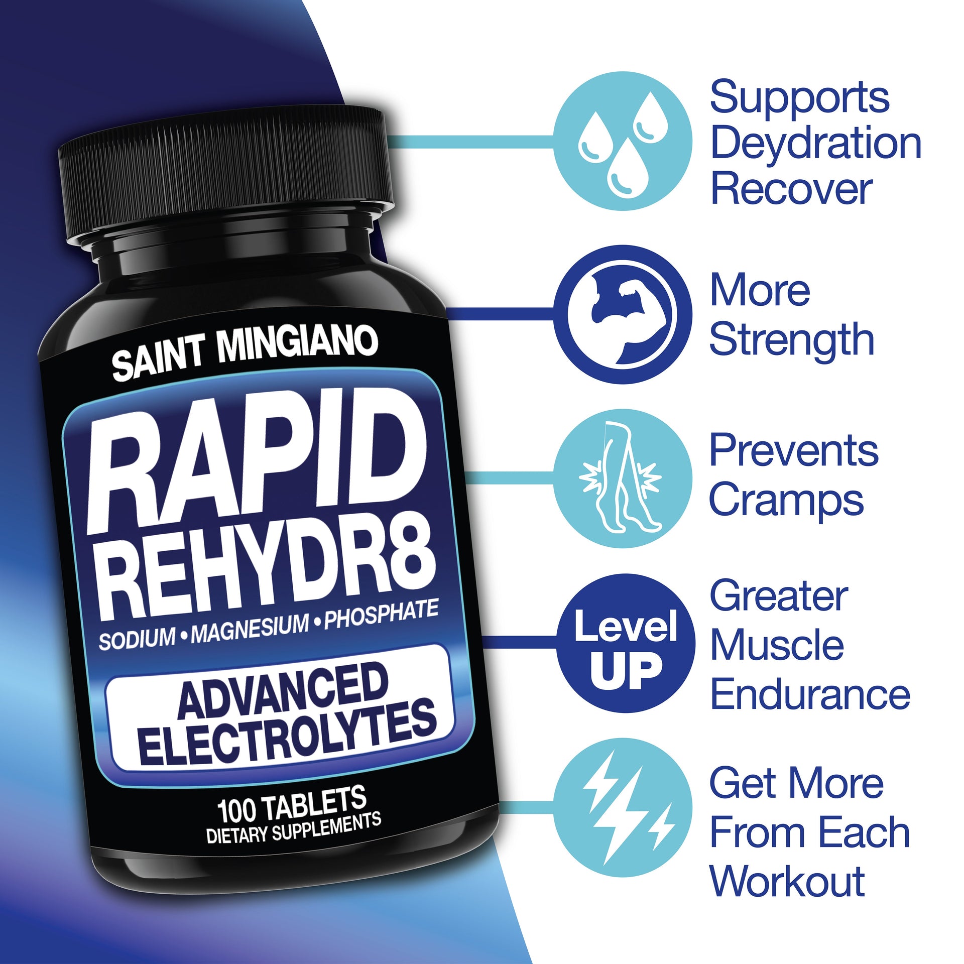 Rapid Rehydr8 Electrolyte Capsules for Muscle Recovery Endurance and Cramp Prevention